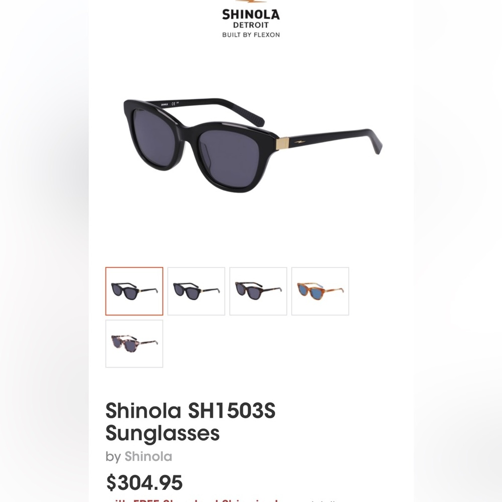 Shinola Classic Black Sunglasses SH1503S - Picture 5 of 8